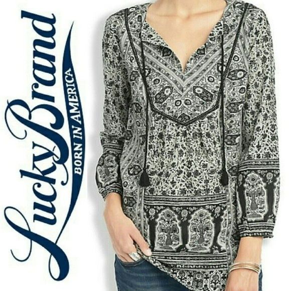 NWOT | LUCKY BRAND TUNIC PEASANT TOP BOHO SMALL  WOMENS SMALL NWOT - Picture 1 of 3